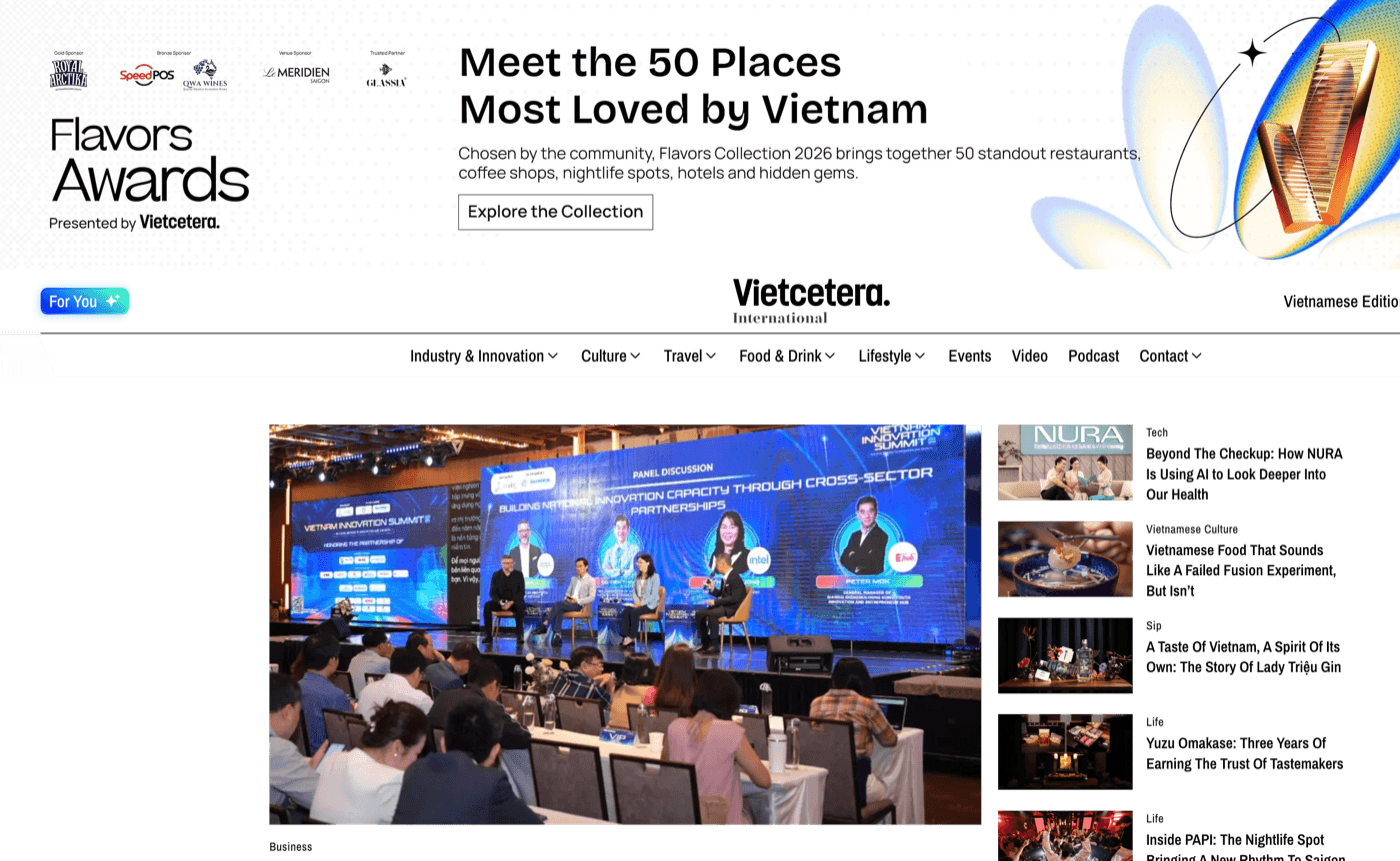 Screenshot Vietcetera English edition — lifestyle và văn hóa Việt song ngữ